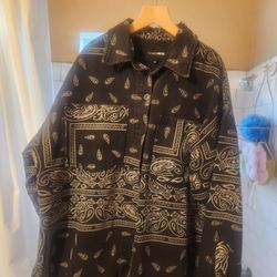 Large Paisley Bandana Denim Jacket 