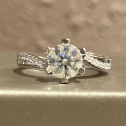 Diamond Moissanite Ring S925 Sz 7 Or 7.5