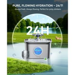 FeelNeedy Cat Water Fountain, 2.8L/95oz Stainless Steel Cat

Fountain with 3 Filters, Ultra-quiet Automatic Pet Water Dispenser

for Cats Indoor