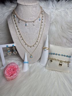Beautiful Set High Quality Jewelry Hypoallergenic Waterproof Non Tarnish Excellent Quality 14K Gold Laminated Prices Are On Description 