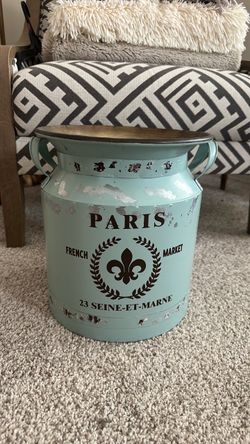 French Market Metal Milk Can Planter/trash bin