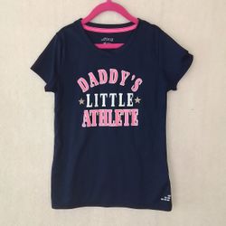 Girl's Graphic Athletic Style Tee T-shirt Size Medium in Navy, Pink