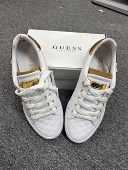 GUESS Los Angeles white &Gold Sneakers.