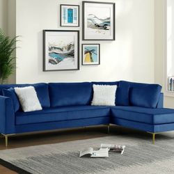 Catalina Blue Velvet Sectional


