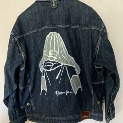 FUBU Platinum Vintage Dumb Donald Heavy Jean Jacket Hip Hop Fat Albert XXL EUC