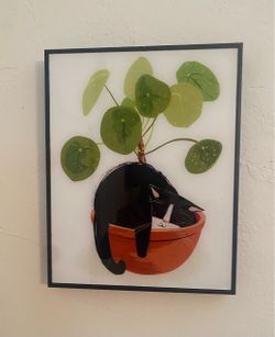 Cat in Plant Framed Wall Art