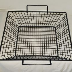 Black Metal Square Basket/Tray with Handles