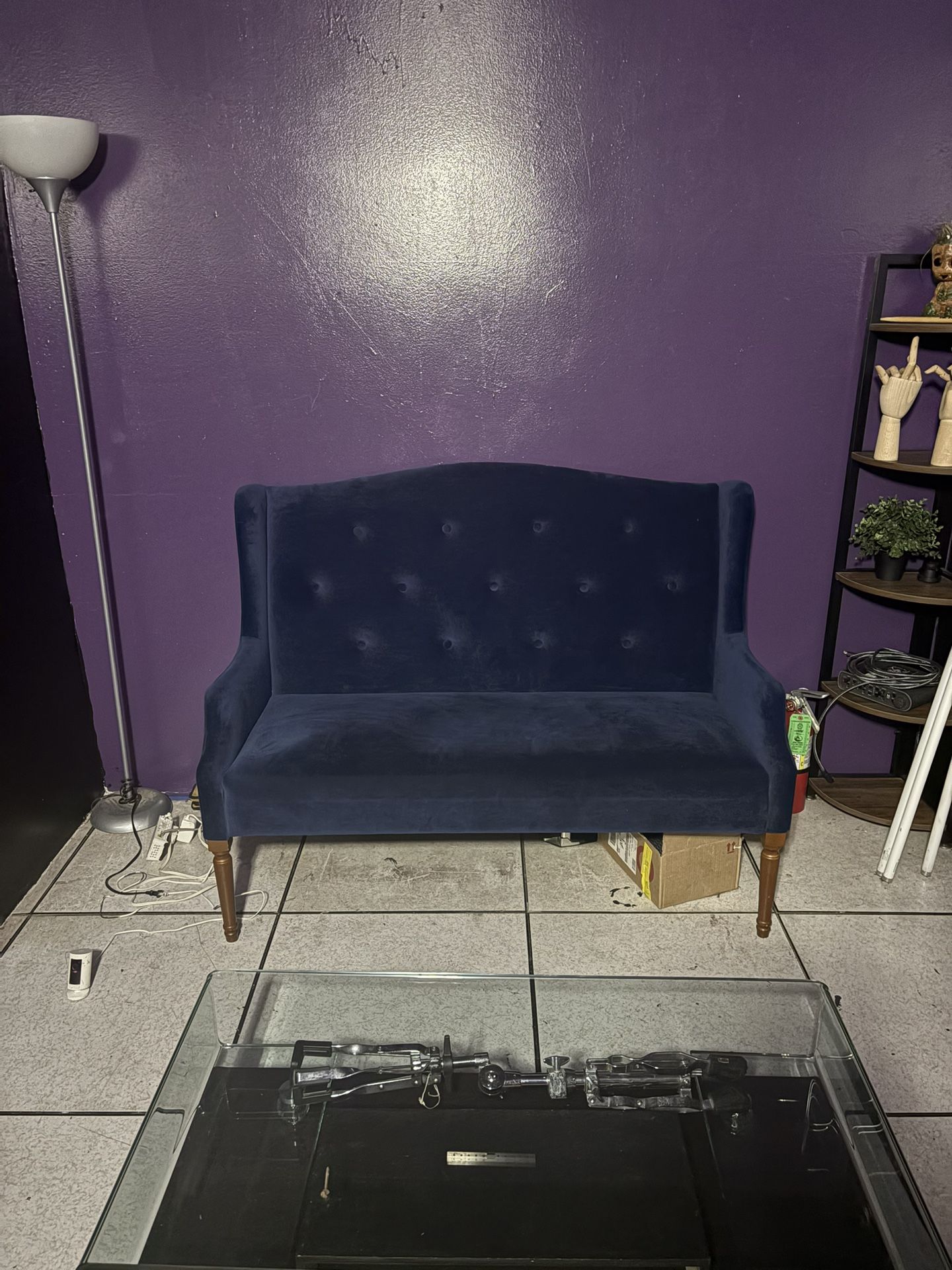 Velvet Blue Loveseat 