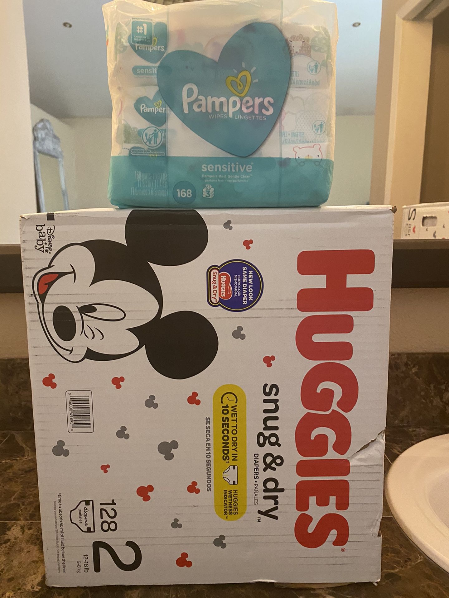 Huggies size 2 diapers and wipes bundle
