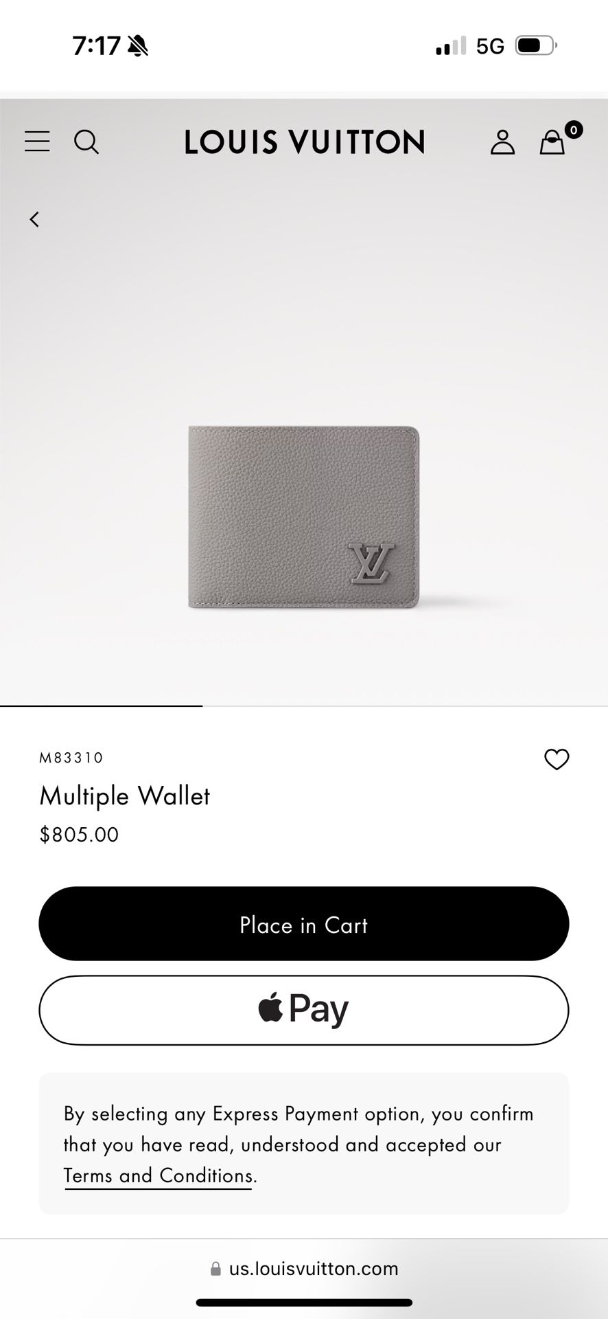 Grey Louis Vuitton “multiple Wallet”