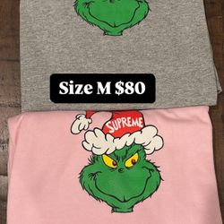 Supreme X Grinch Tee FW24 Size M Pink & Grey