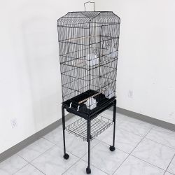 New in Box $60 Bird Cage 60” Tall Standing Parrot Parakeet with Rolling Stand 18x14x60 Inches