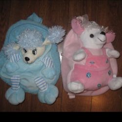 2 backpacks with puppy toy on it for toddler girls 1-3t