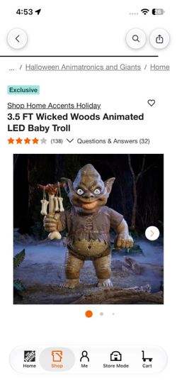 3.5 FT Wicked Woods Animated LED Baby Troll