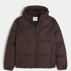 Faux Fur-Lined Hooded Puffer Jacket, XL