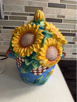 🌻 Ceramic Sunflower Sealed Storage Jar – Decorative Kitchen Container 🌻