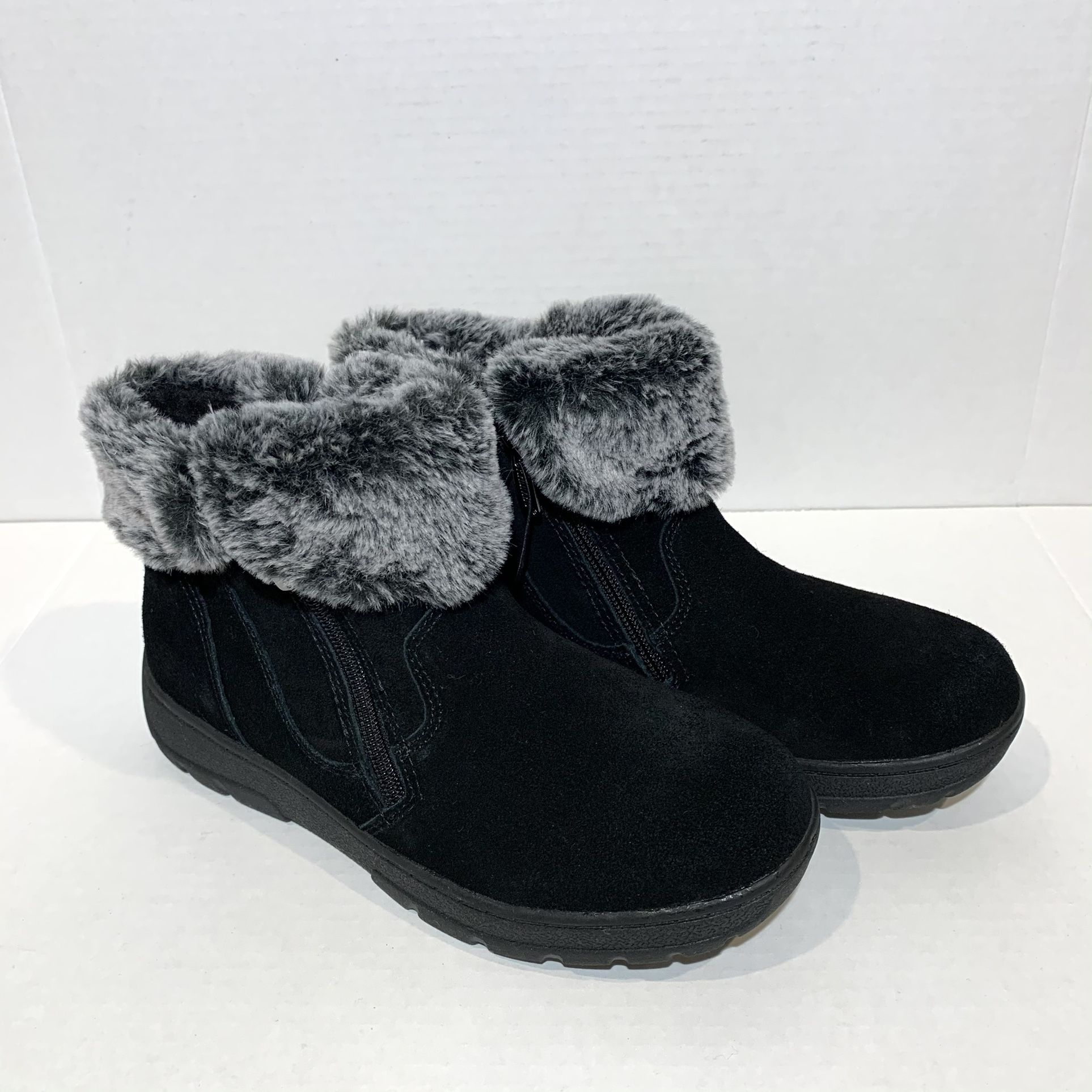 “NEW” Khombu Jessica All Weather Leather Ankle Boot, Black, Size 10