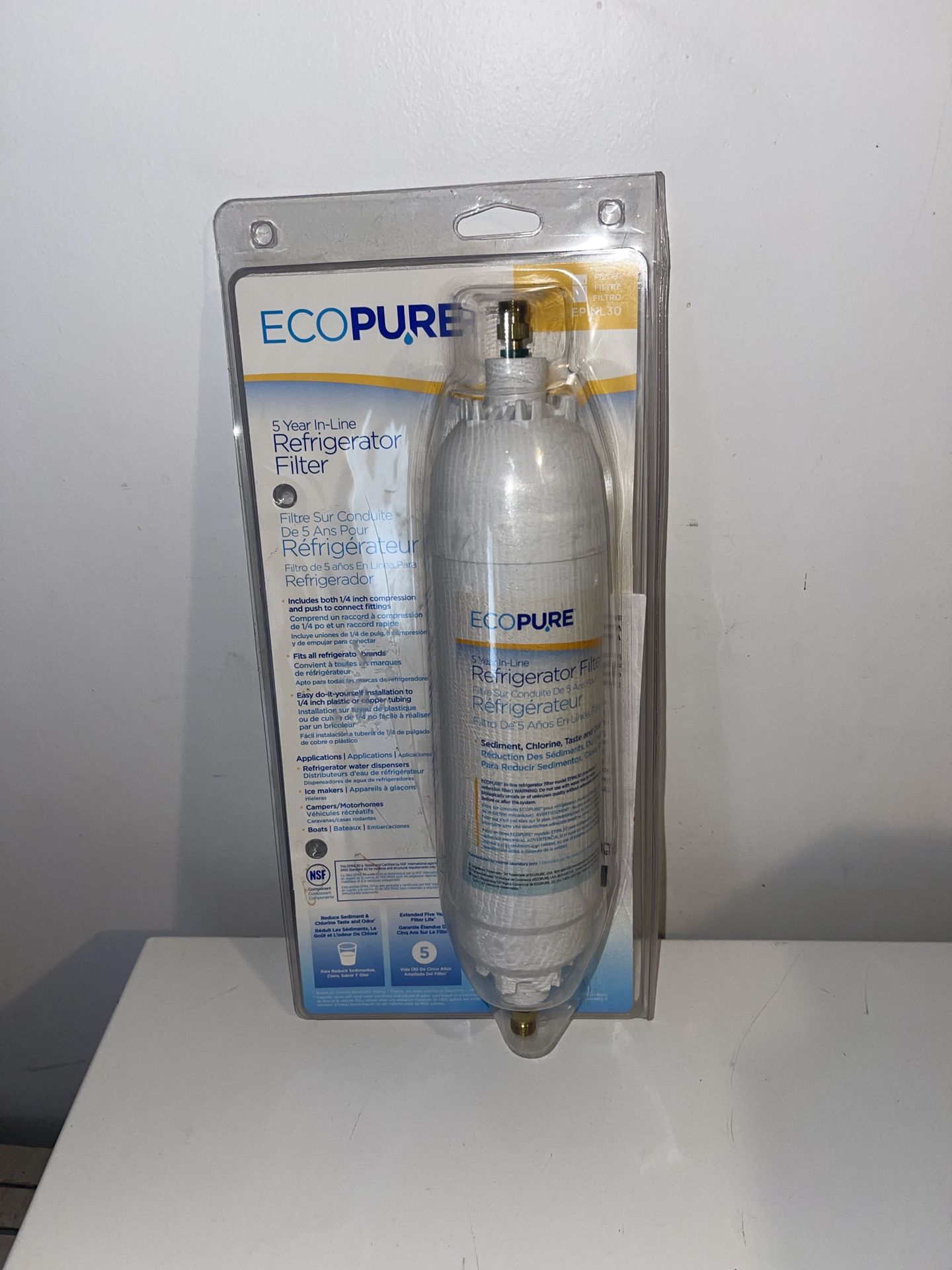 EcoPure EPINL30 5 Year in-Line Refrigerator Filter Brand New