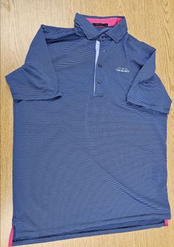 Pre-owned Greyson Striped Polo (Desert Mountain Emblem), Men's Size Large