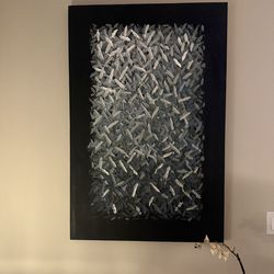 LIQUIDATION PRICE- MUST SELL TODAY - Large Minimalist Black Abstract Oil Painting – Hand Painted – Like New