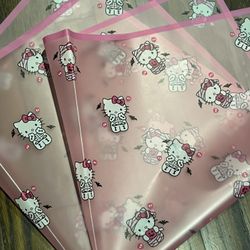 Halloween Hello Kitty Skeleton Floral Wrapping Paper
