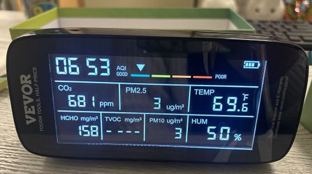 Vevor Air Quality Monitor - Professional Indoor Air Quality Detector with LCD Display