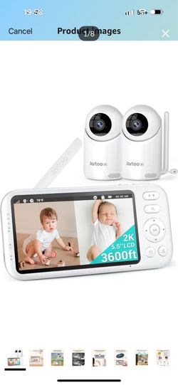 Brand new in box 2K Video Baby Monitor with 2 Cameras and Audio, 3600ft Long Range Baby Monitor No WiFi, 5.5" Split Display, VOX - AI Cry Detect, ANR,