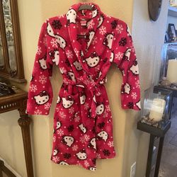 Hello Kitty Sanrio Girls Pink Fleece Robe Size Large