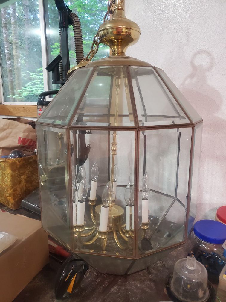 32" x 19" octagon brass chandelier