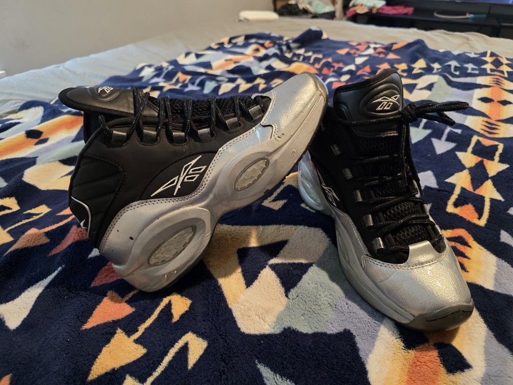 Reebok Question Mid 'I3 Motorsports' Retro Basketball Black/Silver GX7925 sz 8.5