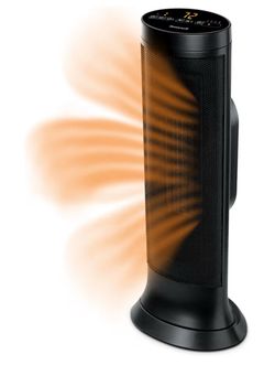 Slim Ceramic Tower Heater Black: Indoor Space Heater, Adjustable Thermostat, 1500W, Fan Driven, No Assembly Required