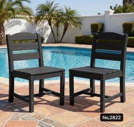 Outdoor HDPE Armless Dining Chairs Set of 2,All-Weather Use,Black