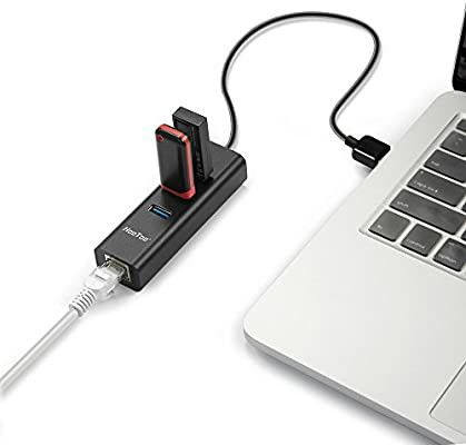 USB 3.0 Hub, HooToo 3 Port Hub + Gigabit Ethernet RJ45 Port with 1.3 Feet Cable for PC Mac Linux laptop