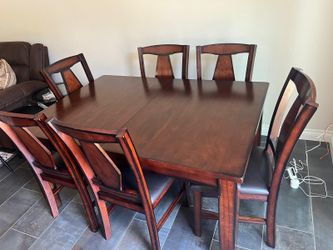 Wood Dining Table Set with 6 Chairs