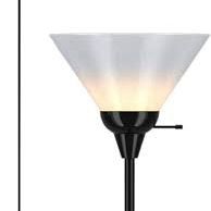 Black Floor Lamp with Opal White Cone Shade – Standing Lamps, Torch Floor Lamps for Living Room, Bedroom
