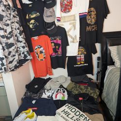 Supreme,Bape Misc...Hats, Merch Resell All Sizes Sold As A Lot Negotiable 