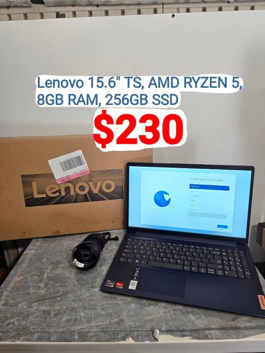 Lenovo Ideapad 1 Laptop, 15.6" FHD Touch Display, Ryzen 5 7520U, 8GB RAM, 256GB SSD