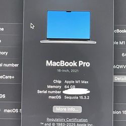 MacBook Pro M1 Max 16” 64gb/512gb