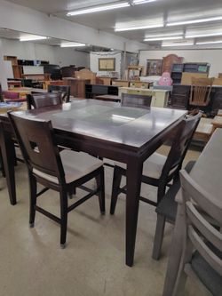 Square dark table w/ 4 chairs