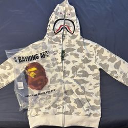 White Bape Zip Up, Size Large