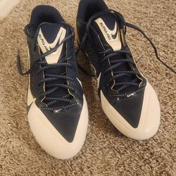 Nike Alpha Pro Football Cleats Navy Blue and White Size 12.5