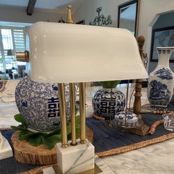 House of Troy Vintage White Bankers Lamp