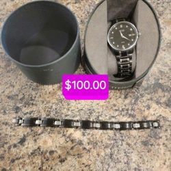 Men's Watch And Matching Bracelet 