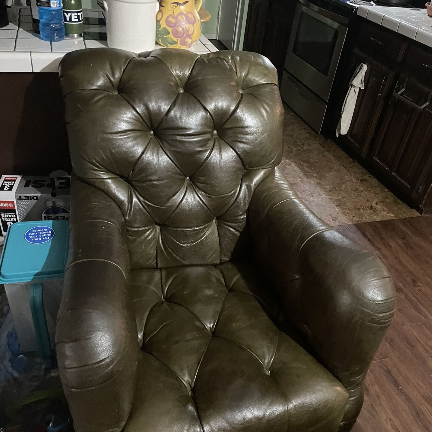 Vintage Green Leather Chair