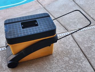 Pre-owned Rolling Tool / Stool or Craft Box -Telescopic Handle, Two Inserts, Good Size and Condition