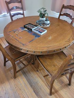 Round Wood Dining Table with 4 Chairs