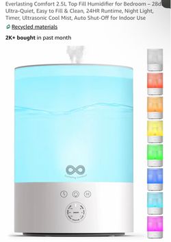 NEW Everlasting Comfort 2.5L Cool Mist Humidifier – Sealed
