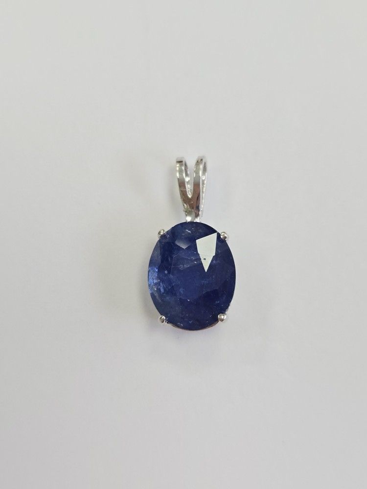 GIA 5.63 CT Oval Sapphire Pendant White Gold 14k 