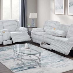 New Corduroy Recliner Couch And Love Seat Set / Free Delivery 