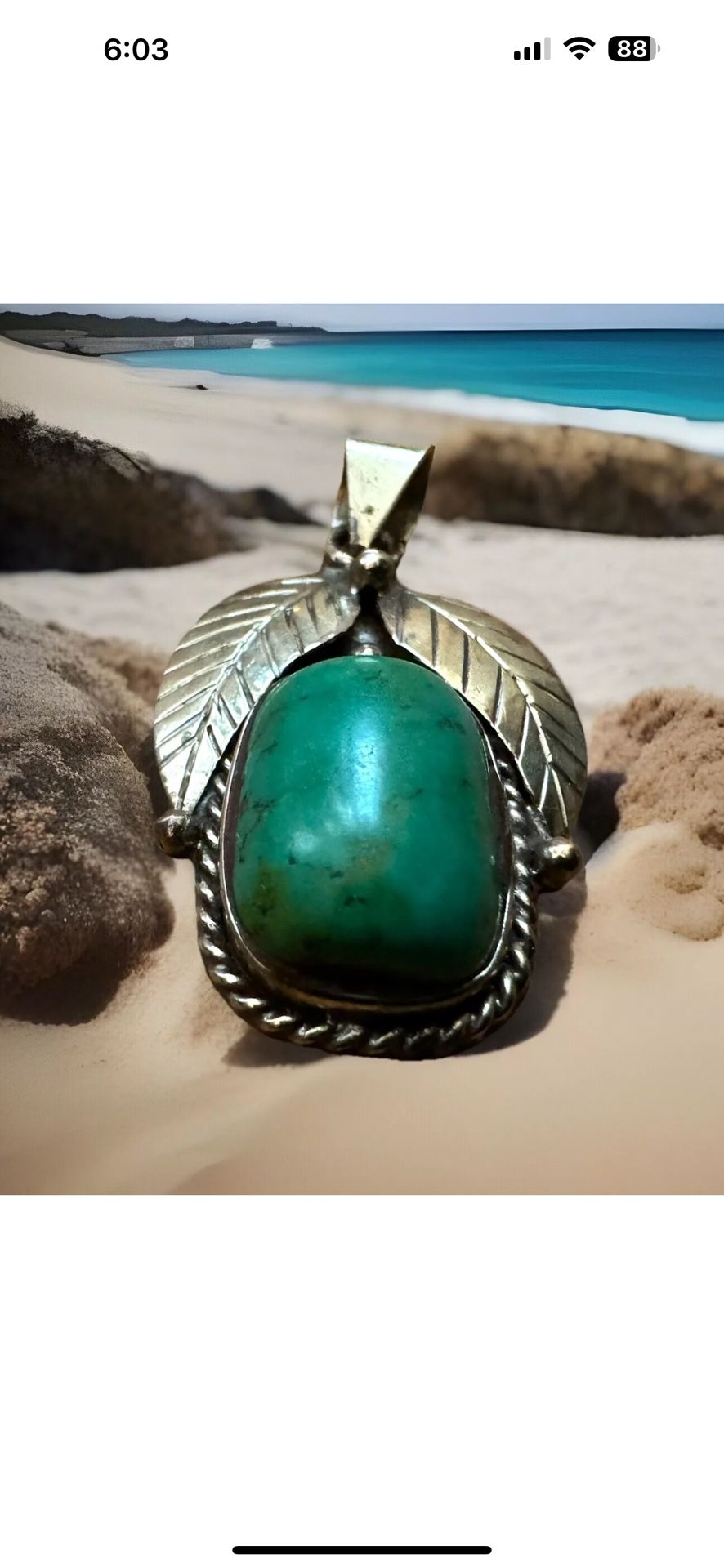 stunning handmade leaf and fruit theme green turquoise pendant with Tibetan silver2”inch tall🔥